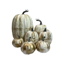 PEIBang Halloween Decorative Foam Pumpkins Set of 7 Realistic Looking Gold Simulation Ornaments for Party Decor Display Props 11.81x9.84x5.91in Spooky Season