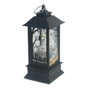PEIBang Halloween LED Lantern Portable Hanging Lamp with Flameless Flickering Flame Effect,Retro Pumpkin Skeleton Decoration for Home,Party,Patio,Battery Operated
