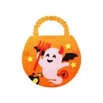 PEIBang Halloween Non-Woven Tote Bag 7.09x8.66in Multicolor Pumpkin Ghost Bat Print Candy Bag for Trick or Treat Reusable Halloween Party Supplies Decor