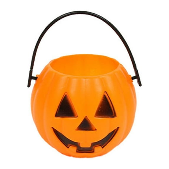 PEIBang Halloween Pumpkin Bucket,Halloween Candy Bucket Holder with Handle,Portable Plastic Candy Holder for Halloween Party Favor,Decoration Props