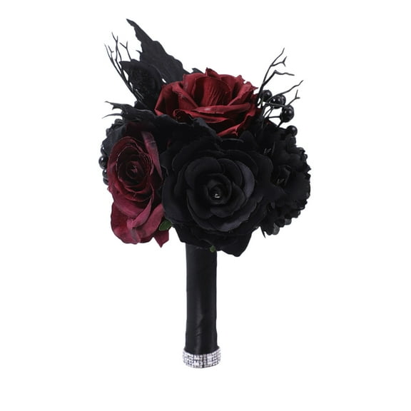 PEIBang Halloween Skull Flower Bouquet 9.45x7.09x7.09 in Dark Gothic Day of the Dead Decor for Home Wedding Party Centerpiece Witchcore Gift