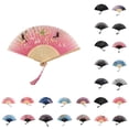 thumbnail image 1 of PEIBang Handheld Fan,Foldable Silk Bamboo Frame Hand Held Fan for Dancing Wedding Party Props Decoration, 1 of 6