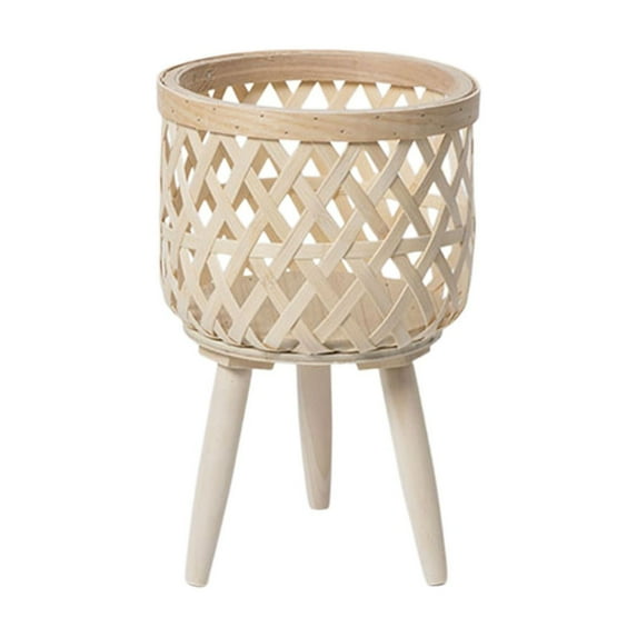 PEIBang Handmade Modern Planter,Rustic Indoor Rattan Basket Flower Pot Plant Stand for Farmhouse Home Decor