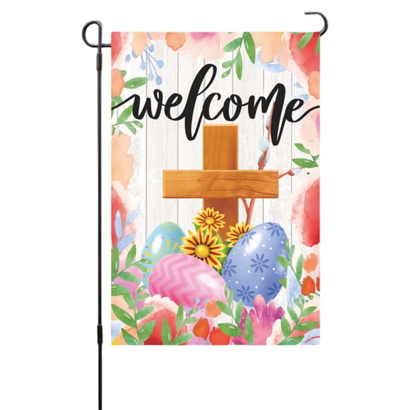 PEIBang Happy Easter Garden Flag,Easter Egg Bunny Garden Flag 12x18 Inch,Double Sided Easter Yard Flag for Outdoor Decorations