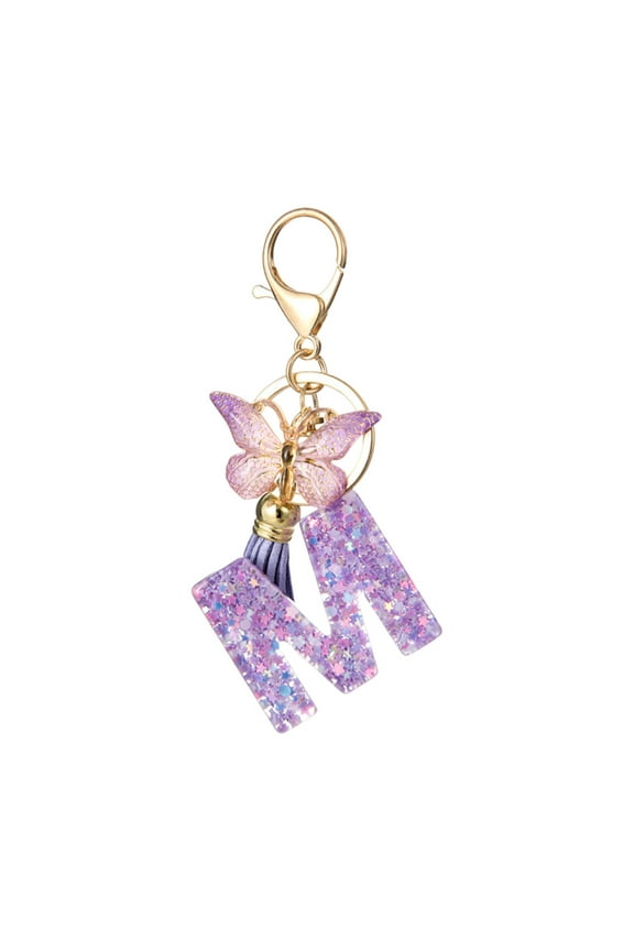Keychain Letter,Stylish Letter Keychain with Tassel and Butterfly Pendant for Purse Handbag Backpack