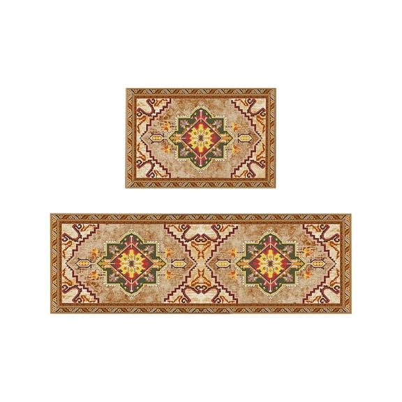 PEIBang Non-Slip Washable Kitchen Rugs Set of 2,Low Pile Stain-Resistant Floor Mats Modern Home Decor for Kitchen,Sink and Hallway