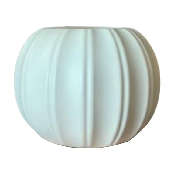 PEIBang Originality White Plastic Pumpkin-Shaped Flower Pot 5.51x5.51x4.33in Festive Decorative Vase for Halloween Thanksgiving Indoor Outdoor Decor