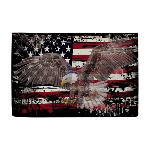 PEIBang Patriotic Entrance Door Mat,16"x24" Independence Day Eagle Doormat,American Flag Non-Slip Carpet for Indoor Outdoor Home Decorations