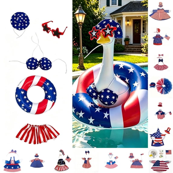 PEIBang Patriotic Porch Goose Outfit,4th of July Style Goose Outfit Set for Outdoor Garden Party Patio Yard Decoration