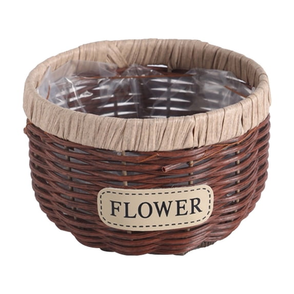 PEIBang Plant Baskets with Plastic Liners,6x4 Inch Hand Woven Flower Pots Cover Rattan Planter Basket for Farmhouse Home Decorations