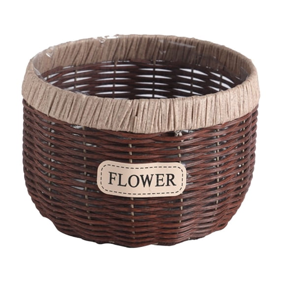 PEIBang Plant Baskets with Plastic Liners,8x5 Inch Hand Woven Flower Pots Cover Rattan Planter Basket for Farmhouse Home Decorations