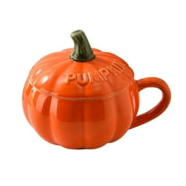 PEIBang Pumpkin Shaped Ceramic Mug with Lid and Spoon 12.00 oz Halloween Breakfast Cup Cute Coffee Tea Cup Durable Dishwasher Safe Gift Idea