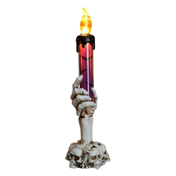 PEIBang Purple Halloween Skeleton Hand Candle Light 8.46x2.36in Flameless LED Decor for Party Home Table Decoration Props