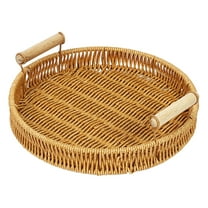 PEIBang Rattan Tray,Woven Serving Basket with Handles,Decorative Tray for Coffee Table,Restaurant and Home Use