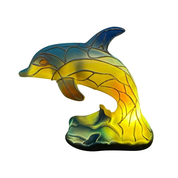 PEIBang Retro Dolphin Stained Table Lamp,Animal Table Lamp Vintage Bedside Lamp for Home Living Room Bedroom Decor
