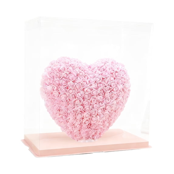 PEIBang Rose Heart Valentine's Day Gifts,Artificial Flower Rose Heart with Transparent Gift Box for Valentines Birthday Wedding Anniversary