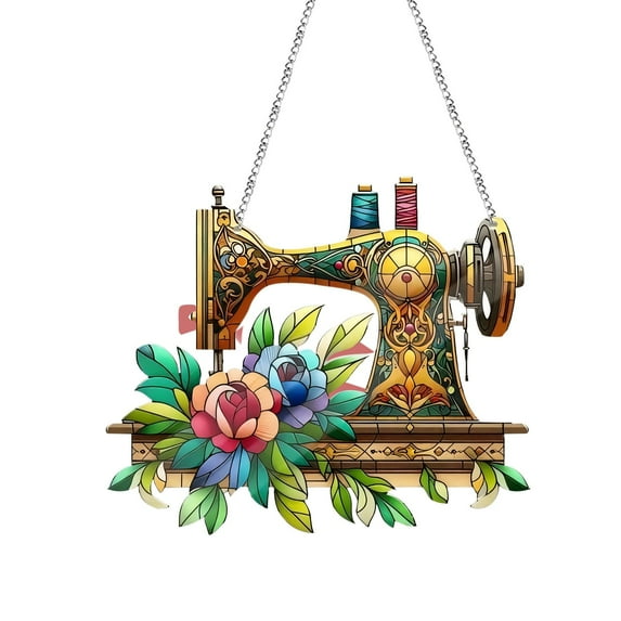 PEIBang Sewing Machine Ornament,Acrylic Suncatcher Pendant,Decorative Hanging Ornament for Home Wall Room Decorations