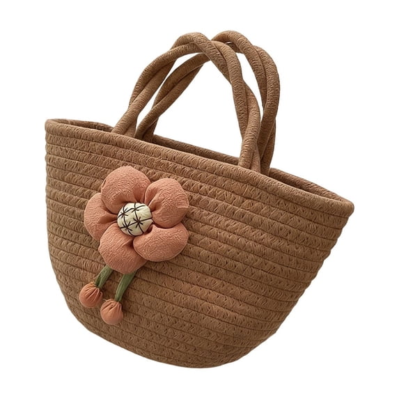 PEIBang Small Flower Handwoven Handbag for Women,Cute Purse Bag Cotton Bag for Vacation Travel Daily Matching