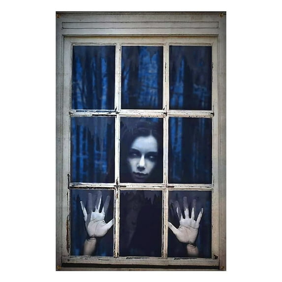 PEIBang Spooky Halloween Horror Curtain 71.00 x 82.00 Inches Scary Background Cloth for Party Indoor Outdoor Decor Terror Silhouettes Easy Hang Festival Celebration