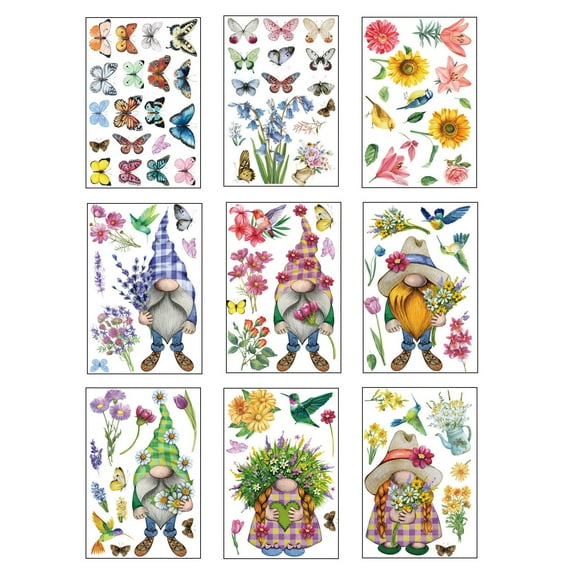 PEIBang Spring Easter Window Clings for Glass Windows,9 Sheets Flower Butterfly Window Clings Floral Decorations,Spring Window Stickers Decals for Indoor Home Office Decor
