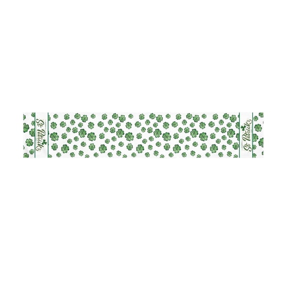 PEIBang St. Patrick's Day Green Lucky Shamrock Table Runner,13x47 Inch Seasonal Spring Holiday Kitchen Dining Table Runner for Indoor Outdoor Home Party Decor