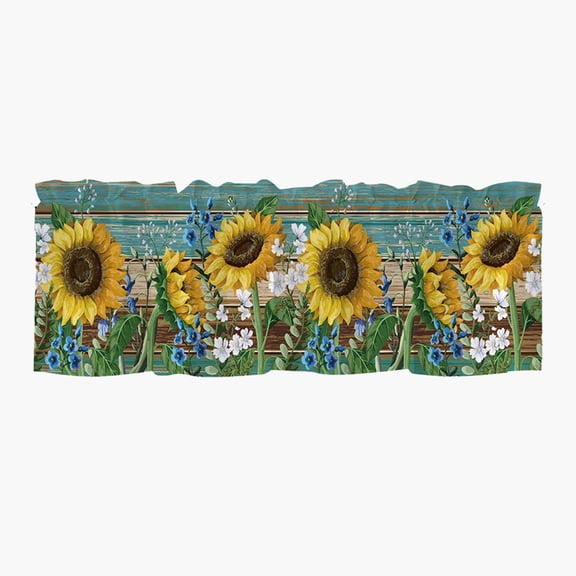 PEIBang Sunflower Valance Curtain,Floral Window Valance Rod Pocket Valances for Living Room Bedroom and Kitchen