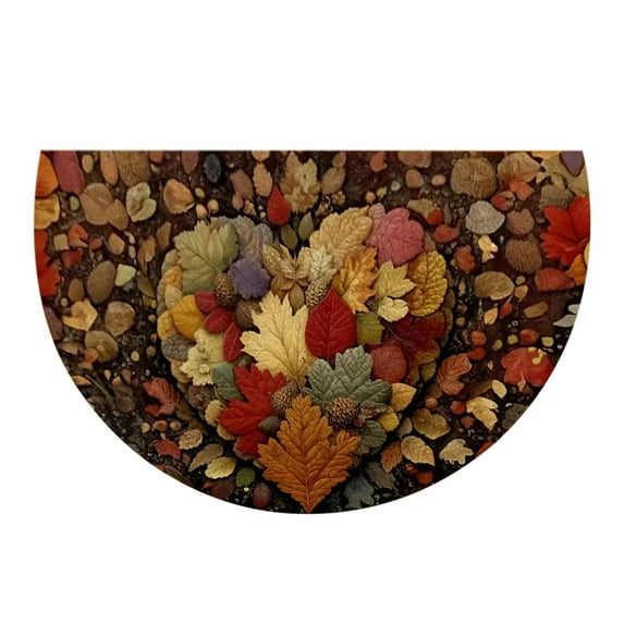 PEIBang Thanksgiving Half Round Door Mat,Fall Maple Leaves Anti-Slip Rug,Decorative Floor Mat for Entrance Porch Kitchen Bathroom