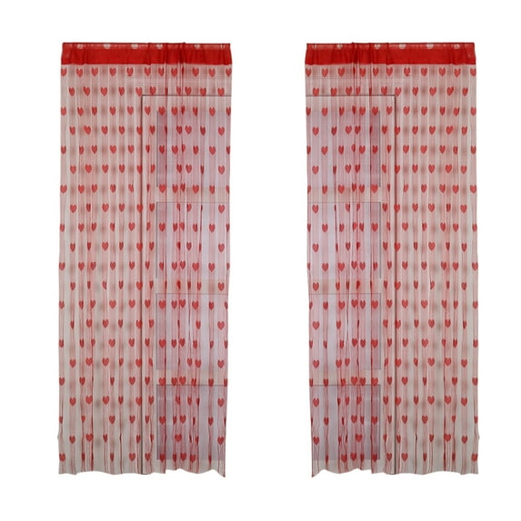 PEIBang Tinsel Curtain Backdrop Photo,Red Hearts Window Curtains Fringe Curtains Party Decoration,Door Curtain for Bedroom Dining Room