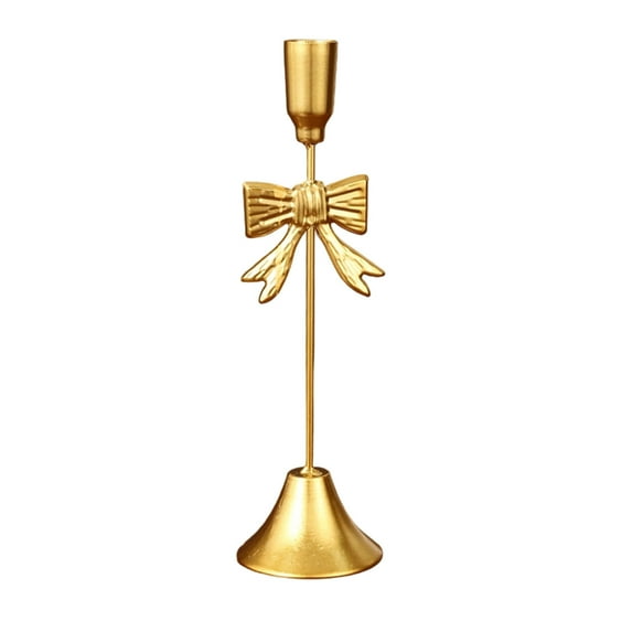 PEIBang Valentine's Day Bow Taper Candle Holders,9" Gold Metal Candlestick Holders,Vintage Decorative Candle Holder for Table Centerpiece Wedding Party