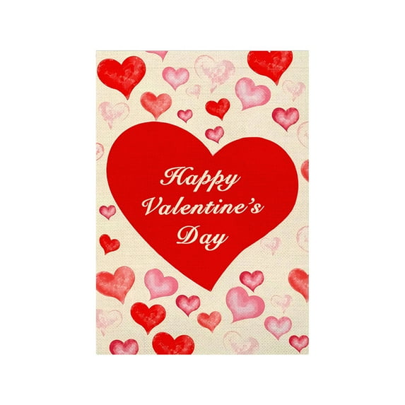 PEIBang Valentine’s Day Garden Flag,12x18 Inches Love Heart Pattern Yard Banner Party Supplies for Anniversary Wedding Home Outdoor Decoration