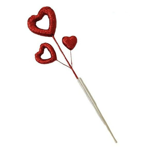 PEIBang Valentine's Day Glitter Heart Picks,Hearts Floral Sparkly Stick for Valentine's Day Wedding Decorations and Home Vase Supplies