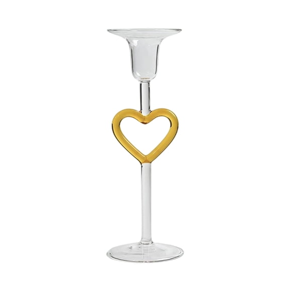 PEIBang Valentine's Day Heart Candle Stand,Glass Taper Candlestick Holders Tall Modern Candles Stick Decor for Home Dinner Table Centerpiece