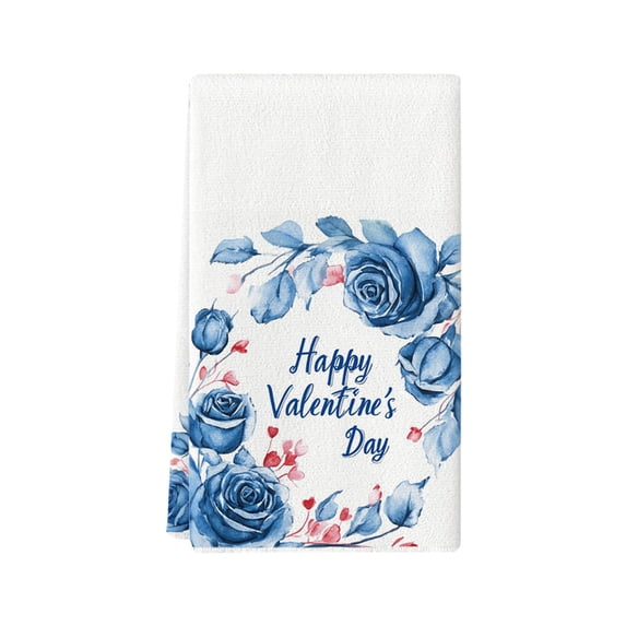 PEIBang Valentine's Day Kitchen Towels,Happy Valentines Flowers Dish Towel Decorative Hand Cloths for Kitchen Bathroom Decoration,Housewarming Gifts