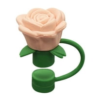 PEIBang Valentine's Day Rose Straw Cover Cap,Flower Straw Toppers Silicone Cover Dust Proof Plugs Protector for Women Valentine's Gift