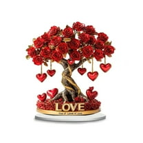 PEIBang Valentine's Day Table Decorations,2D Acrylic Rose Tree Sign Table Centerpiece with Heart Decorations for Home Office Mantel Shelf Party Gifts