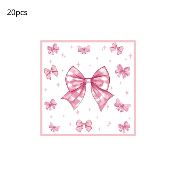 PEIBang Valentine's Day Tableware Set,20Pcs Pink Bow Disposable Paper Napkins for Valentines Day Mother's Day Wedding Party Table Supplies