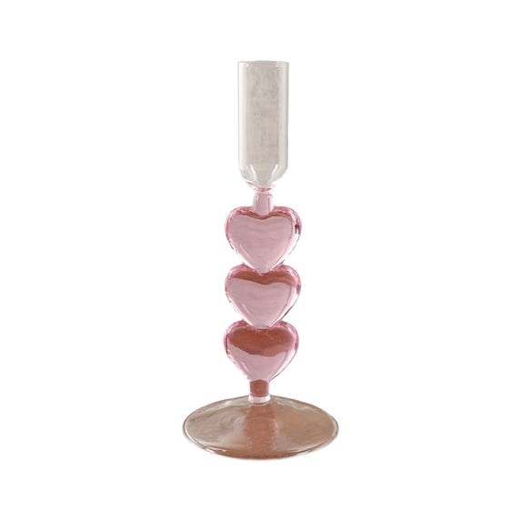 PEIBang Valentine's Day Taper Candle Holder,Heart Glass Candlestick Holder Clear Candle Stick for Wedding Anniversary Party Table Centerpiece Decor
