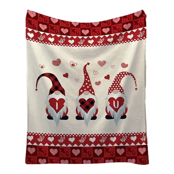 PEIBang Valentine's Day Throw Blanket,28x39 Inch Lightweight Soft Flannel Blanket,Gnomes Warm Cozy Throw Blanket for Sofa Couch and Bed