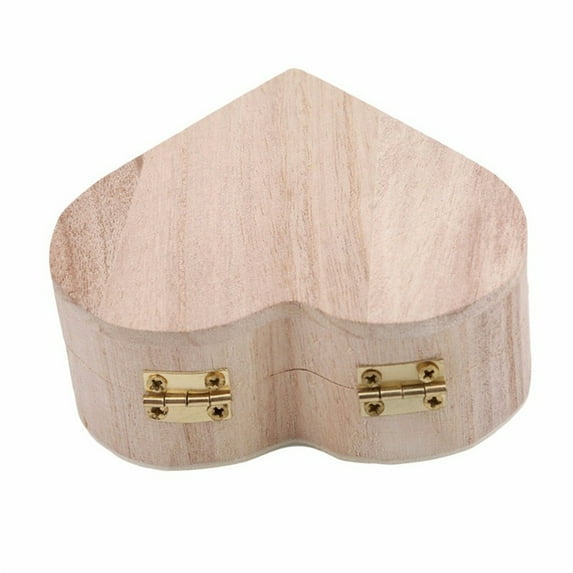 PEIBang Valentine's Day Unfinished Heart Wooden Box,Heart Shape Jewelry Box with Lid,Wooden Storage Trinket Box Container for Gift Wrapping Jewelry Storage