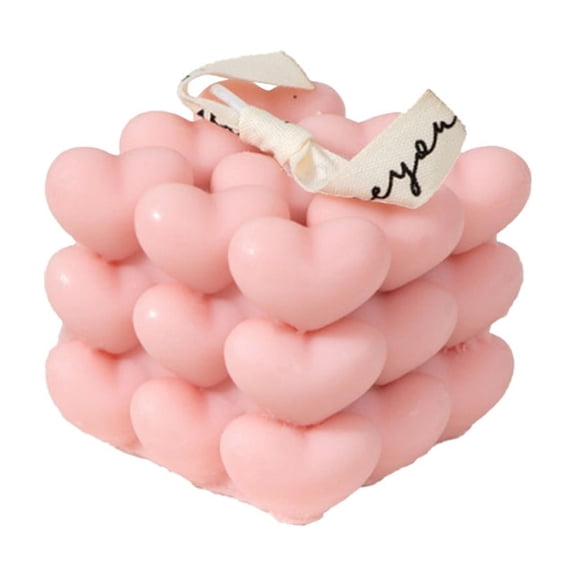 PEIBang Valentines Bubble Candle,Heart Shape Candle Decorative Cube Soy Wax Candle for Valentines Wedding Anniversary Birthday Home Kitchen Decor,Romantic Gift