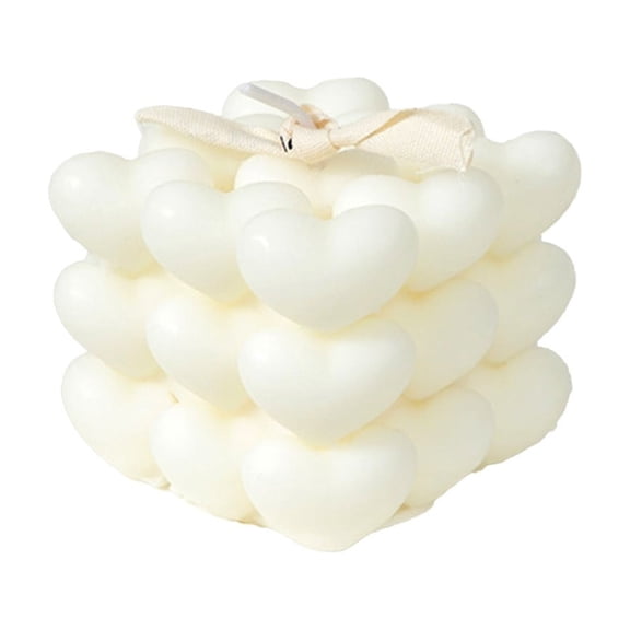 PEIBang Valentines Bubble Candle,Heart Shape Candle Decorative Cube Soy Wax Candle for Valentines Wedding Anniversary Birthday Home Kitchen Decor,Romantic Gift