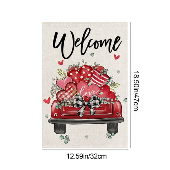 PEIBang Valentines Day Garden Flag,Welcome Yard Flag Outdoor Valentine's Day Decorations,12.5x18 Inch Double Sided Flag for Anniversary Wedding Yard Decoration
