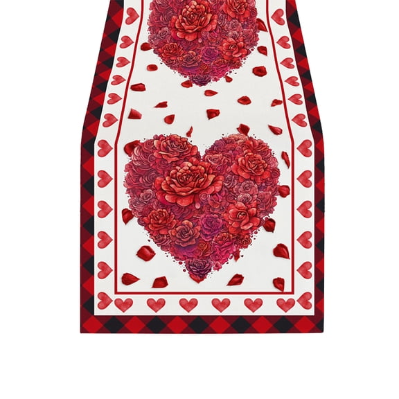 PEIBang Valentines Table Runners,Red Rose Valentine's Day Runners for Holiday Anniversary Wedding Kitchen Dining Table Decorations