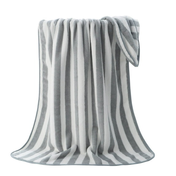 PEIBang Velvet Bath Towel Color Strip Bath Towel,Soft Thickened Absorbent Bath Towels for Adult Daily Use