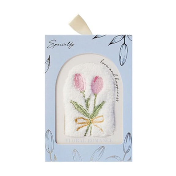 PEIBang Vintage Floral Hand Towels,Tulips Embroidered Towel Flower Dish Towel with Ribbon for Kitchen Bathroom Drying Cleaning