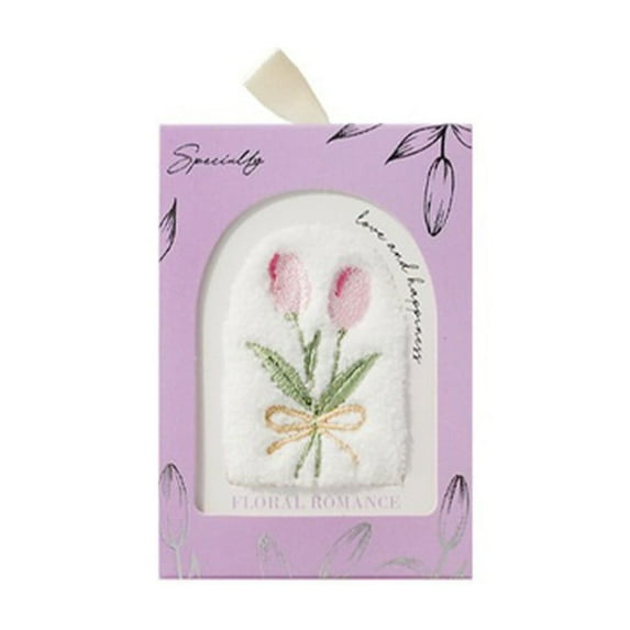 PEIBang Vintage Floral Hand Towels,Tulips Embroidered Towel Flower Dish Towel with Ribbon for Kitchen Bathroom Drying Cleaning