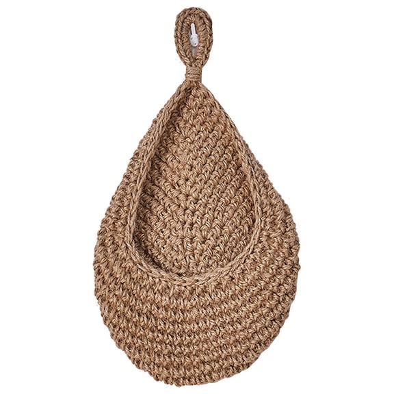 PEIBang Wall Hanging Basket,Teardrop Home Decor Handwoven Wall Fruits Basket for Garlic Potato Vegetable Onion Storage