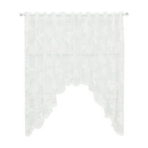 PEIBang White Lace Sheer Curtain Valance,Floral and Butterfly Swag Curtain Valance Tier for Doorway Kitchen Bathroom Window