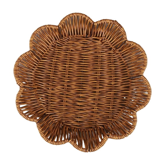 PEIBang Wicker Bread Baskets,Rattan Fruit Baskets,Flower Shaped Tabletop Woven Serving Baskets Trays for Fruits Vegetables and Snacks,Large
