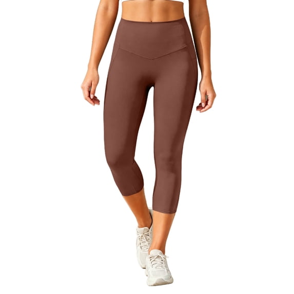 PEIBang Women's Quick Dry Slim Fit Capri Athletic Pants,Elastic High Rise Side Split Stretch Calf Leggings for Daily Loungewear